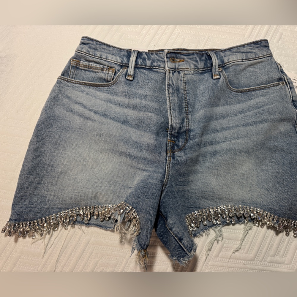 Good American sparkle fringe shorts!
